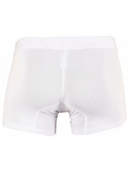 White Xtremen microfiber boxer brief 91256 by CITYBOYZ USA, shown laid flat with elastic waistband and smooth fabric.
