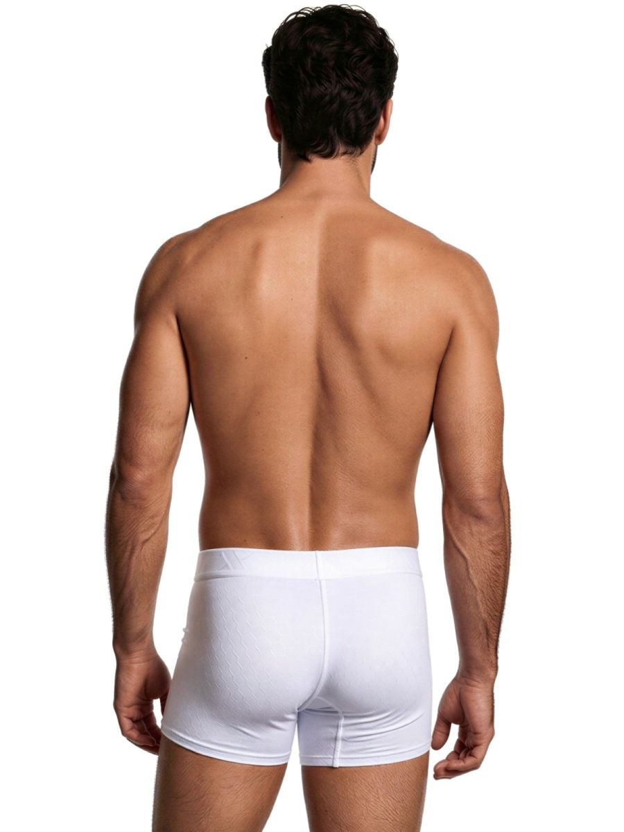 White Xtremen microfiber boxer brief 91256 by CITYBOYZ USA, showcasing comfortable fit and soft fabric.