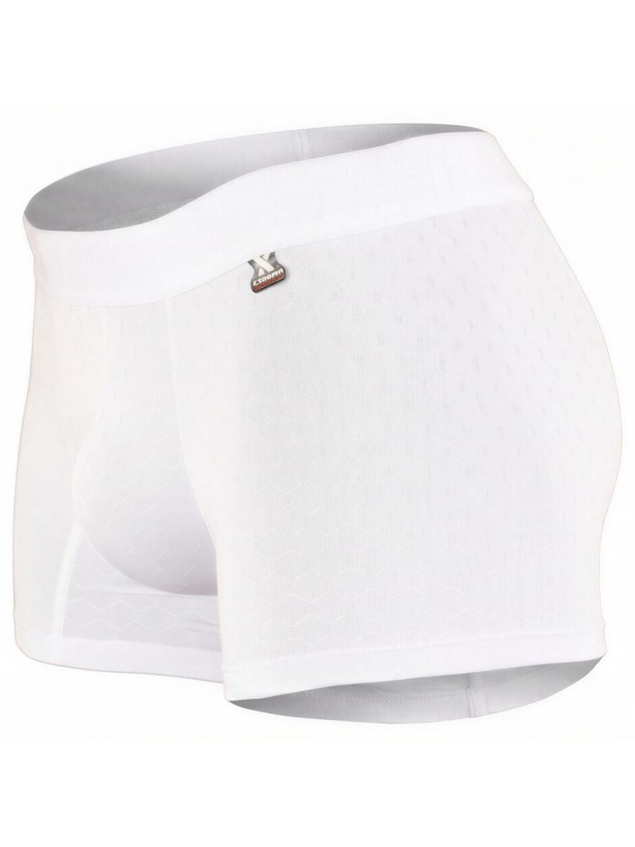 White Xtremen microfiber boxer brief 91256 by CITYBOYZ USA, showcasing the comfortable fit and smooth fabric.