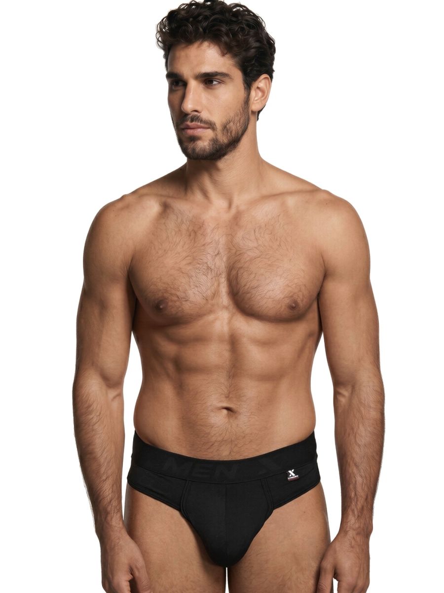 Black CityBoyz USA Xtremen microfiber thong with sleek design and comfortable fit, shown on a mannequin.