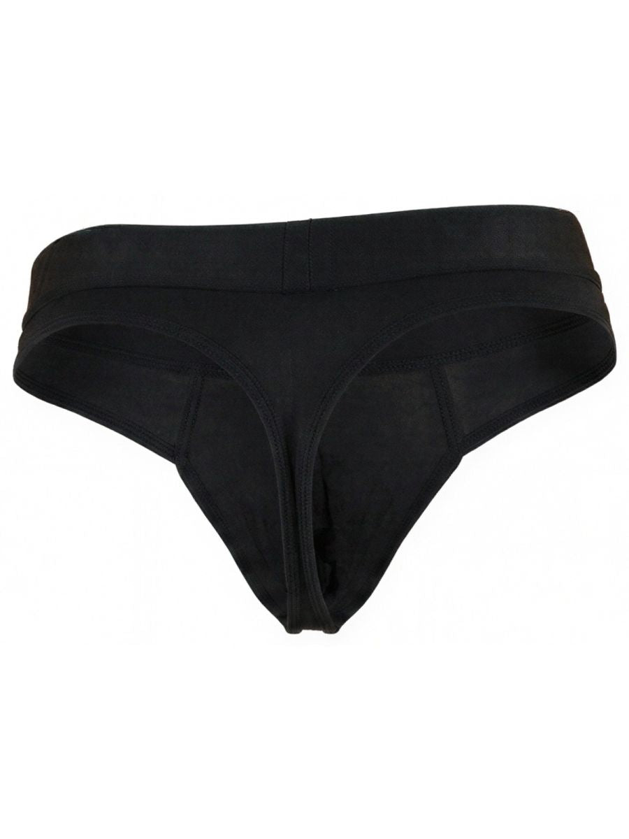 Black Xtremen microfiber thong by CITYBOYZ★USA with sleek fit and minimal coverage, displayed on a neutral background.