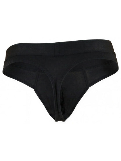 Black Xtremen microfiber thong by CITYBOYZ USA, featuring sleek design and comfortable fit, shown on a model.