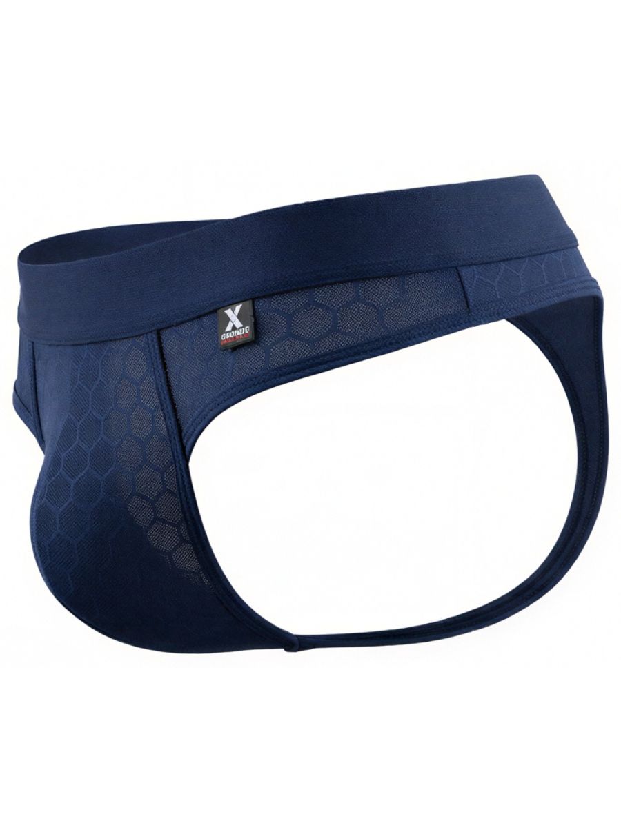 Dark blue Xtremen microfiber thong by CITYBOYZ USA, featuring sleek fabric and minimal coverage for comfort and style.