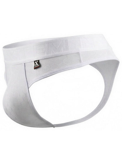White Xtremen microfiber thong by CITYBOYZ★USA, showcasing smooth fabric and minimal design for comfortable fit.