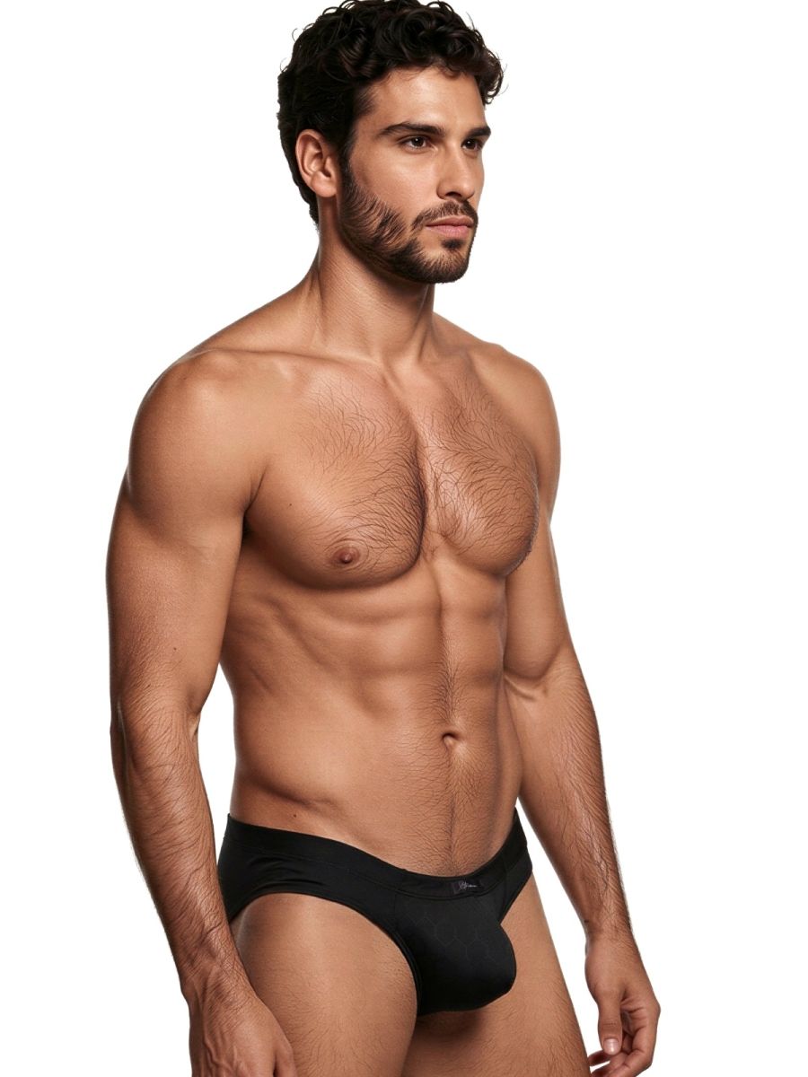 Black Xtremen microfiber brief by CITYBOYZ★USA, showcasing smooth fabric and comfortable fit in a close-up image.