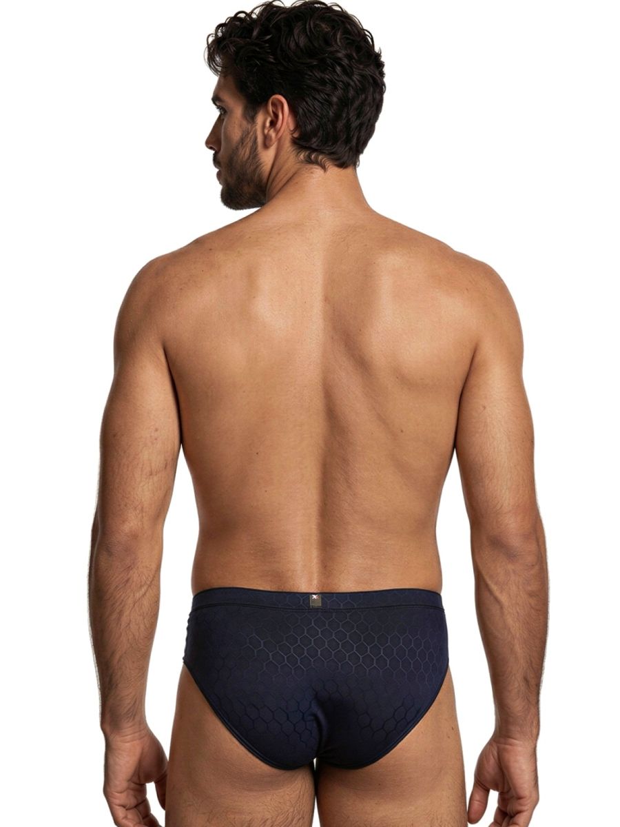 Dark blue Xtremen microfiber brief by CITYBOYZ★USA, showcasing a close-up of the comfortable, sleek men's underwear design.