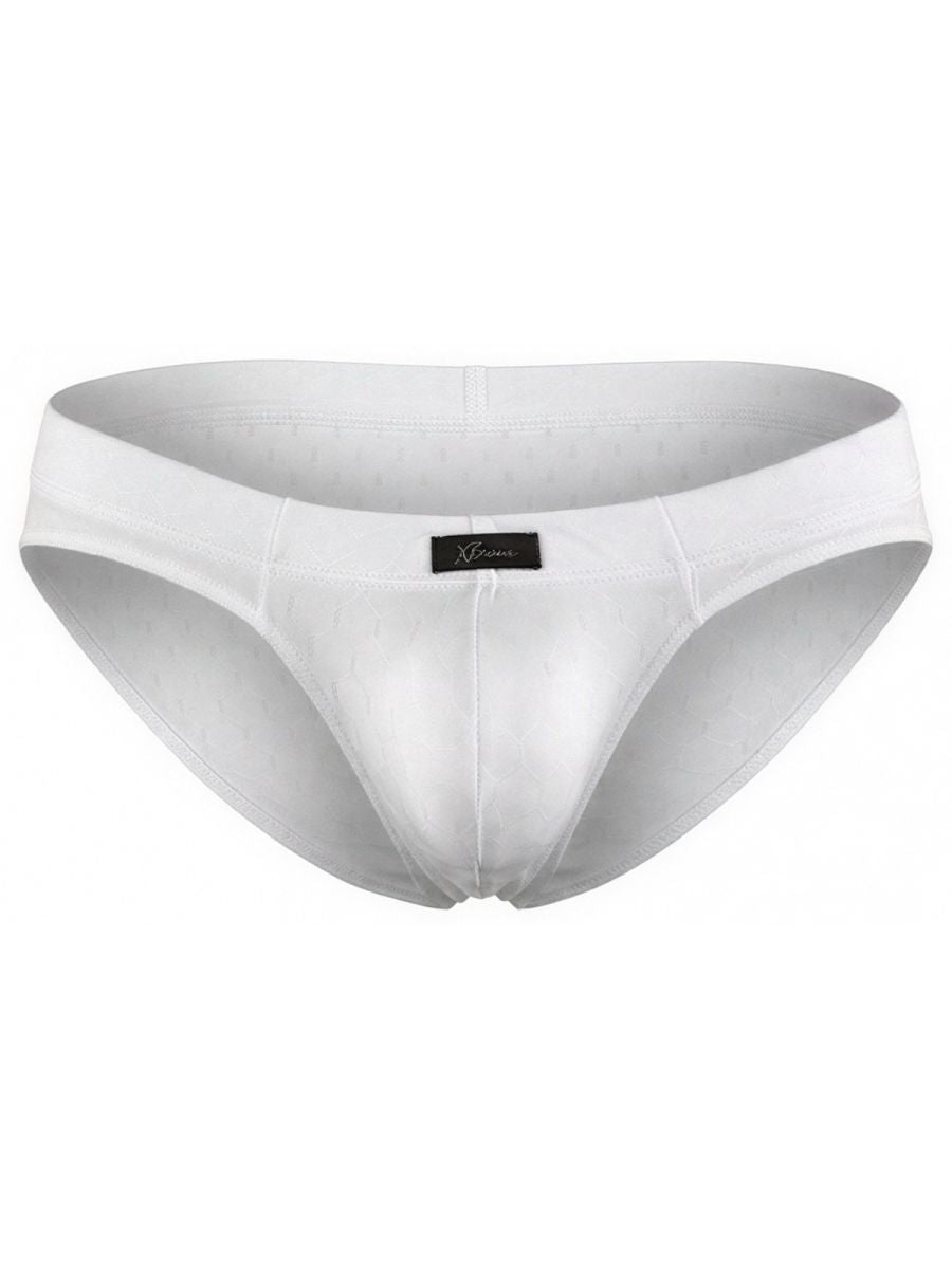 White Xtremen microfiber briefs from CITYBOYZ★USA with a snug fit and smooth fabric, shown on a neutral background.