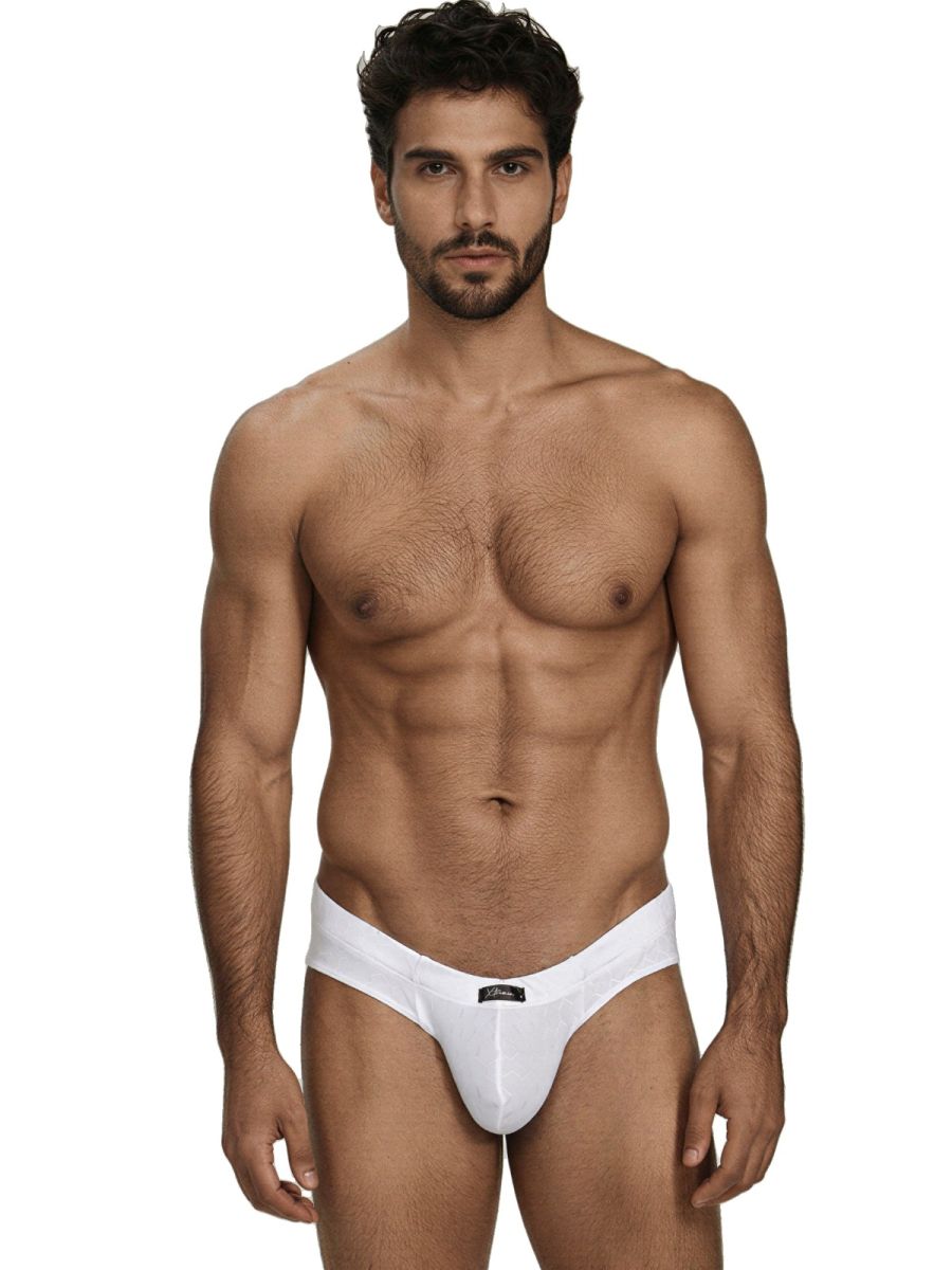 White Xtremen microfiber brief by CITYBOYZ USA, featuring sleek fit and smooth fabric, designed for comfort and style.