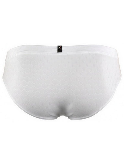White Xtremen microfiber brief 91258 by CITYBOYZ★USA, showing a close-up of the comfortable, fitted men's underwear.