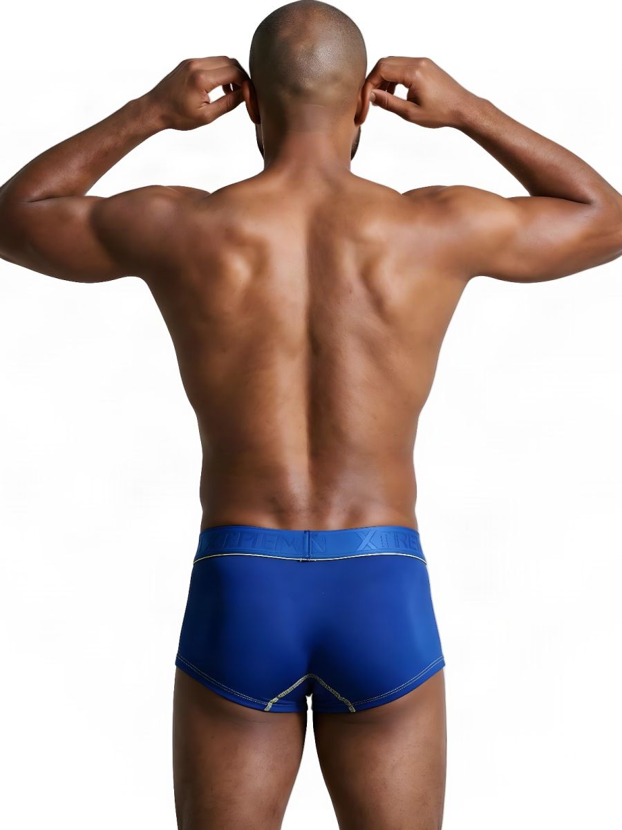 Royal blue Xtremen microfiber trunk by CITYBOYZ★USA with a fitted waistband and comfortable fit, displayed on a white background.