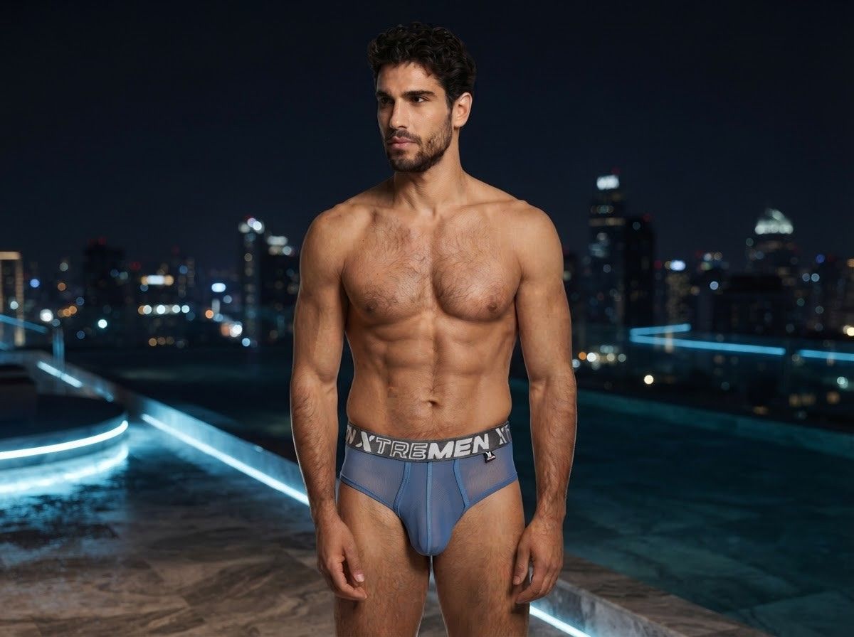 Blue Xtremen microfiber mesh brief by CITYBOYZ★USA, featuring a comfortable fit and breathable design.