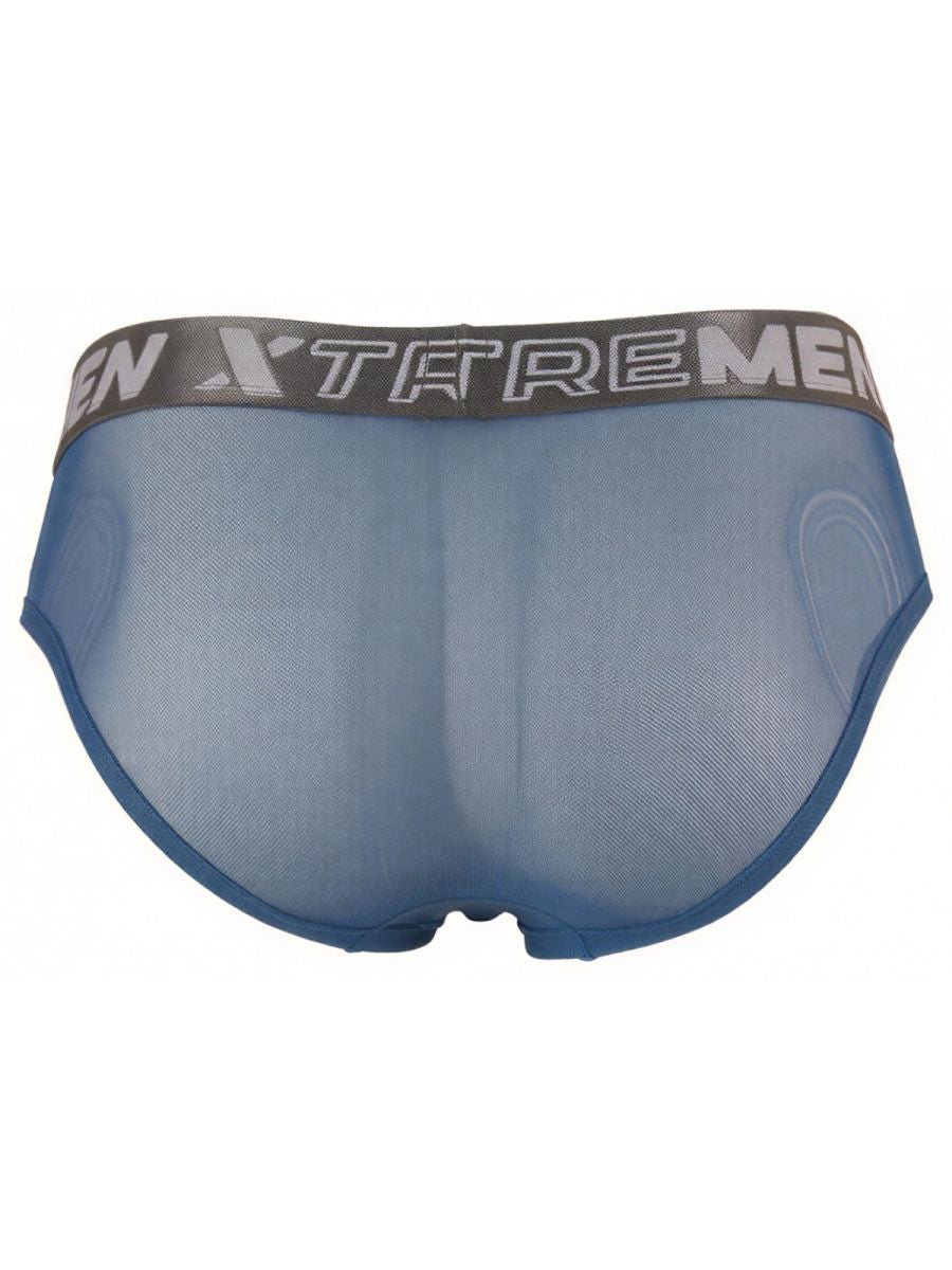 Blue Xtremen microfiber mesh brief by CITYBOYZ USA, featuring breathable fabric and a snug fit for comfortable wear.
