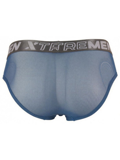 Blue Xtremen microfiber mesh brief 91262 by CITYBOYZ★USA, showing a close-up of the lightweight, breathable underwear fabric.