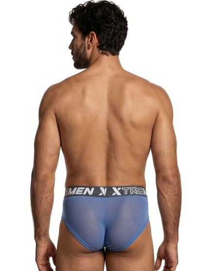 Blue Xtremen microfiber mesh brief by CITYBOYZ USA, showing a close-up of the comfortable, breathable men's underwear.