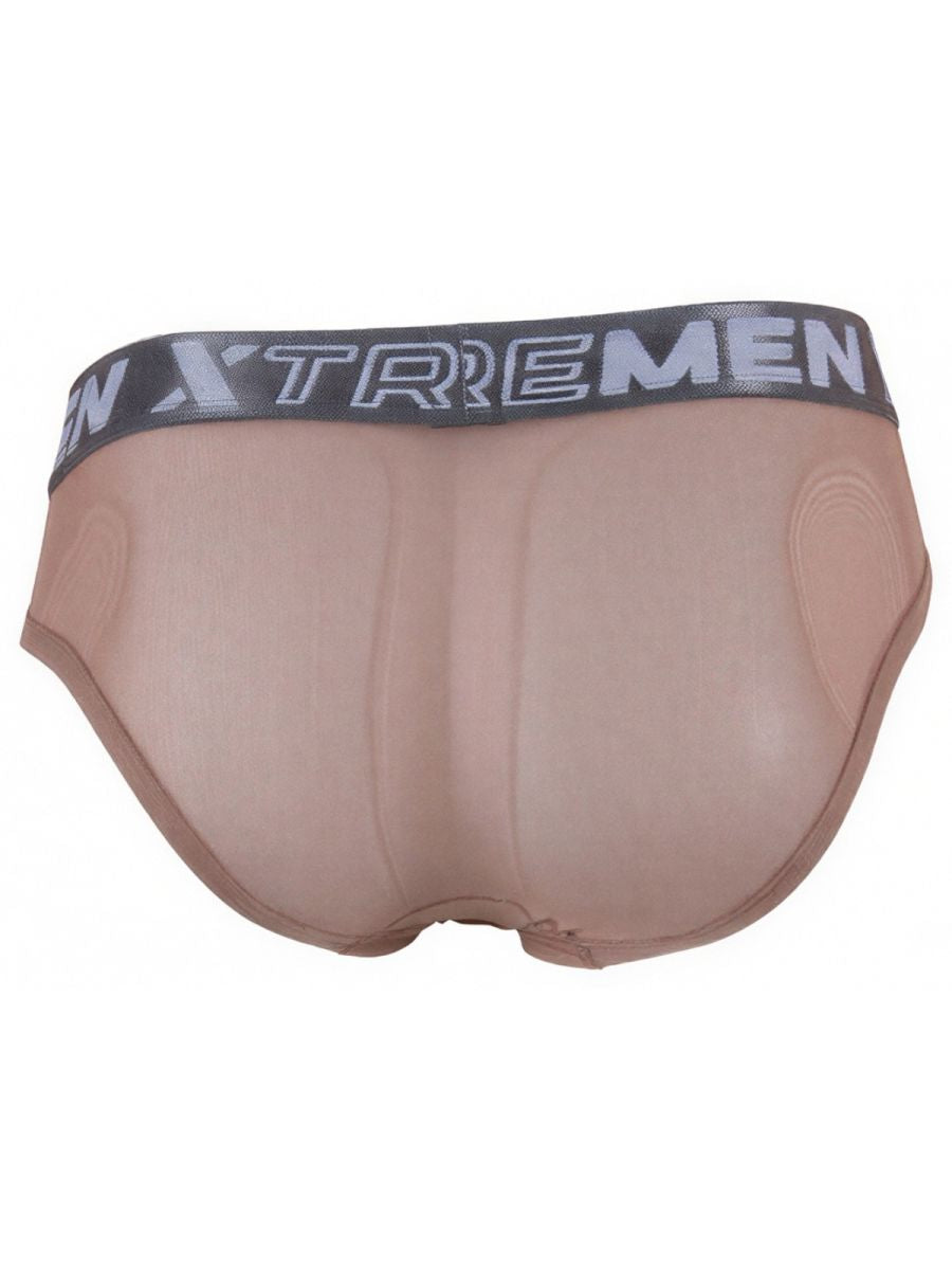 Brown Xtremen microfiber mesh brief by CITYBOYZ USA with comfortable fit and breathable fabric, displayed on a plain background.