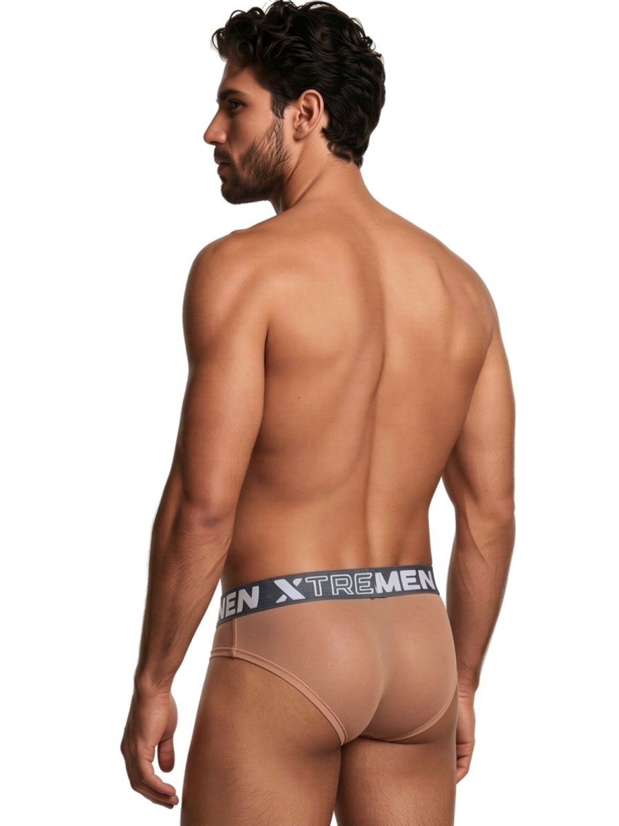 Brown Xtremen Microfiber Mesh Brief 91262 by CITYBOYZ★USA, showing the comfortable microfiber fabric and mesh design.