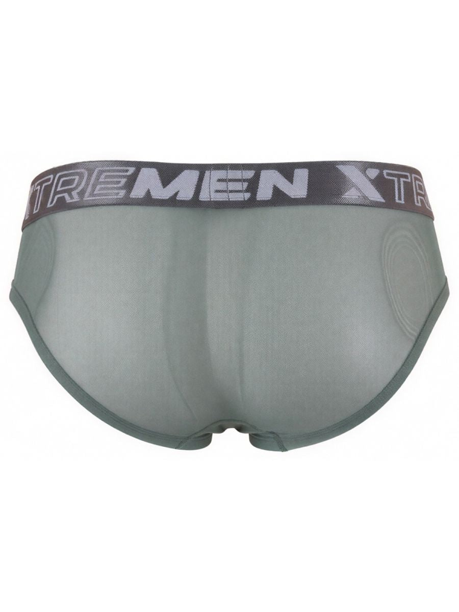 Green Xtremen microfiber mesh brief by CITYBOYZ USA, featuring breathable fabric and snug fit, displayed on a white background.