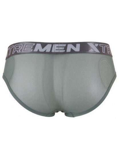 Green Xtremen microfiber mesh brief by CITYBOYZ USA, featuring breathable fabric and snug fit, displayed on a white background.