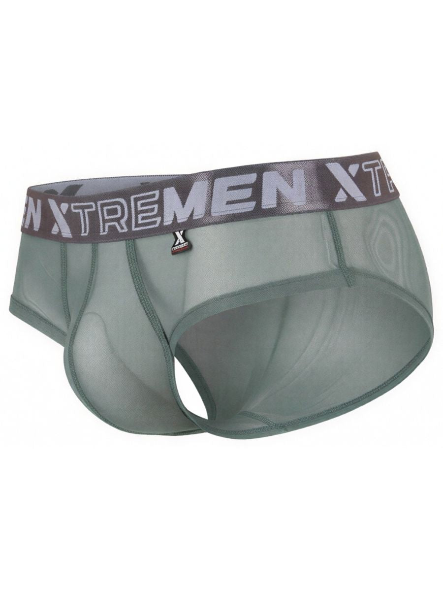 Green Xtremen microfiber mesh brief by CITYBOYZ★USA, showing breathable fabric and elastic waistband design.