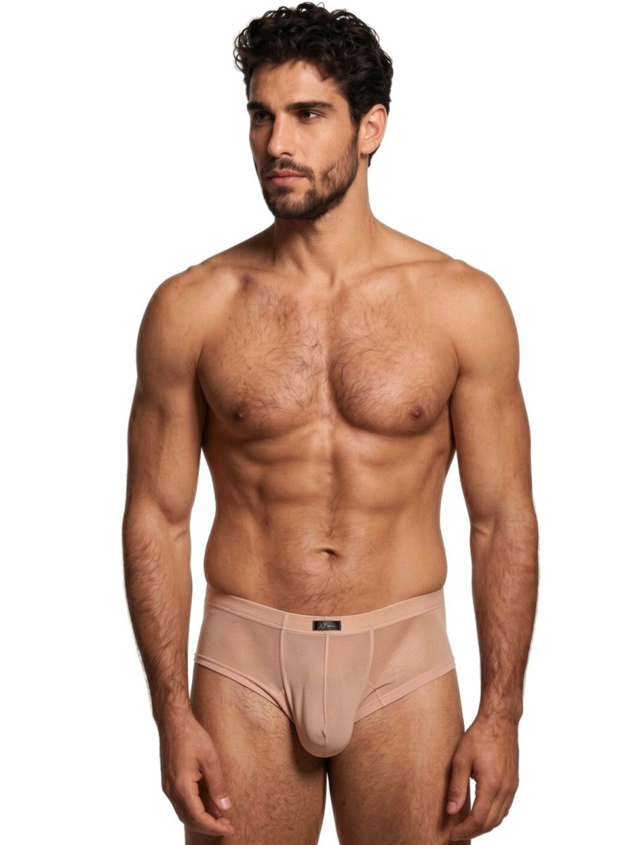 Brown Xtremen microfiber mesh briefs by CITYBOYZ★USA, featuring a comfortable fit and breathable fabric.