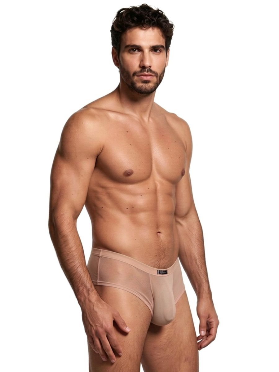 Brown Xtremen microfiber mesh briefs by CITYBOYZ USA, showcasing a snug fit and breathable design with a smooth waistband.