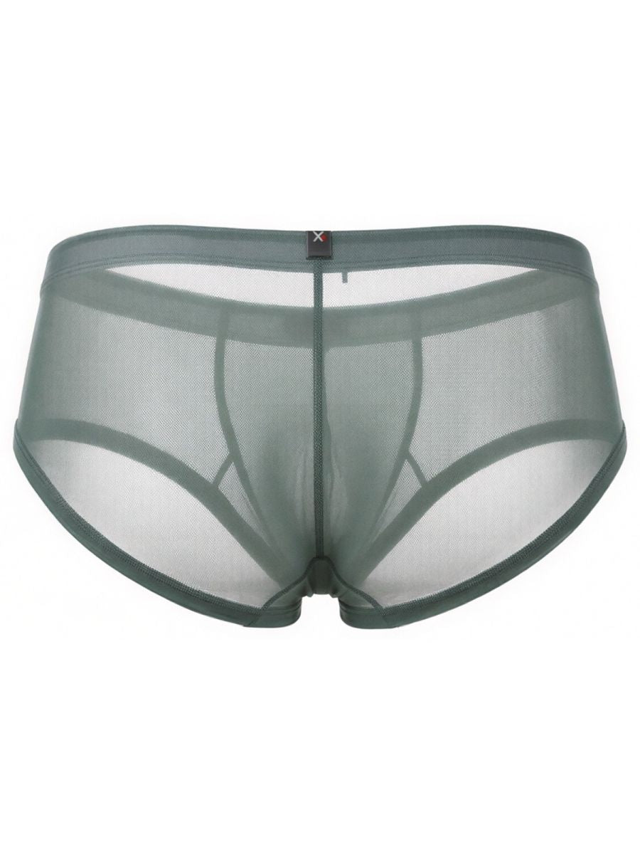 Green Xtremen microfiber mesh briefs from CITYBOYZ★USA, showing the comfortable, breathable elastic waistband and sleek fit.