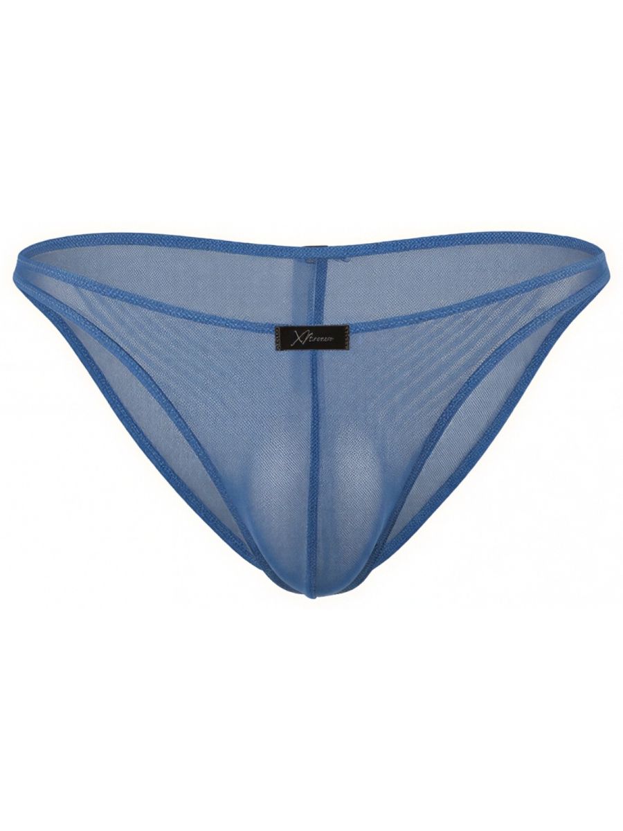 Blue Xtremen Microfiber Mesh Bikini Underwear by CITYBOYZ USA, showing front view with breathable mesh fabric and snug fit.