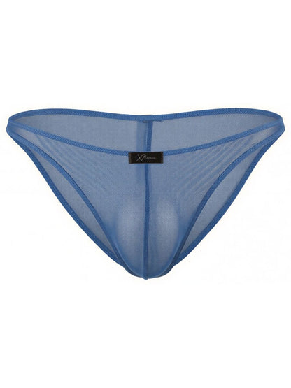 Blue Xtremen Microfiber Mesh Bikini Underwear by CITYBOYZ USA, showing front view with breathable mesh fabric and snug fit.