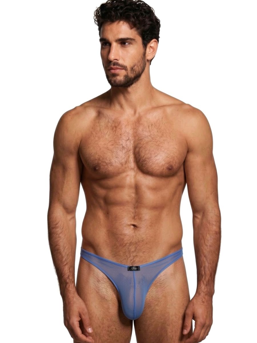 Blue Xtremen microfiber mesh bikini underwear by CITYBOYZ USA, featuring a sleek, breathable design and comfortable fit.