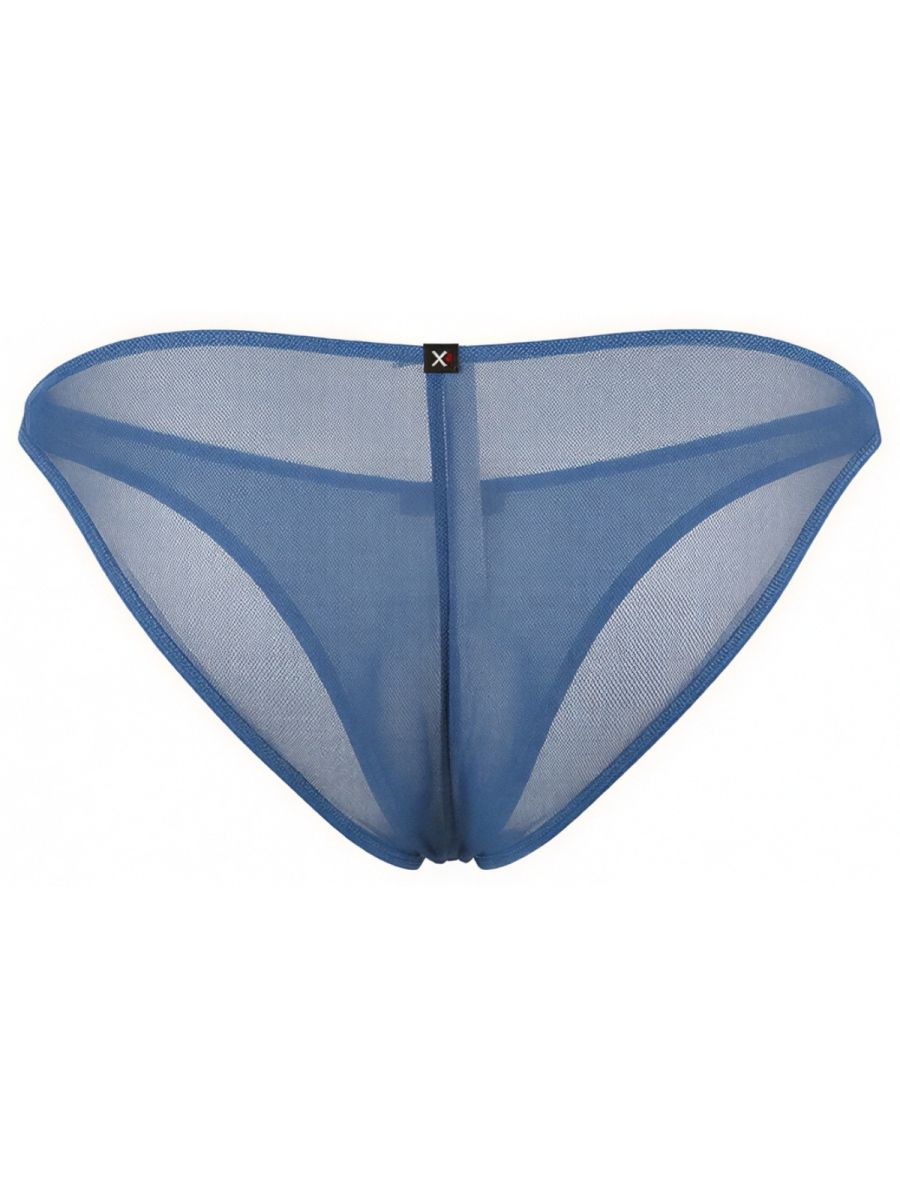 Blue Xtremen Microfiber Mesh Bikini Underwear by CITYBOYZUSA featuring a sleek, breathable design with mesh fabric and comfortable fit.