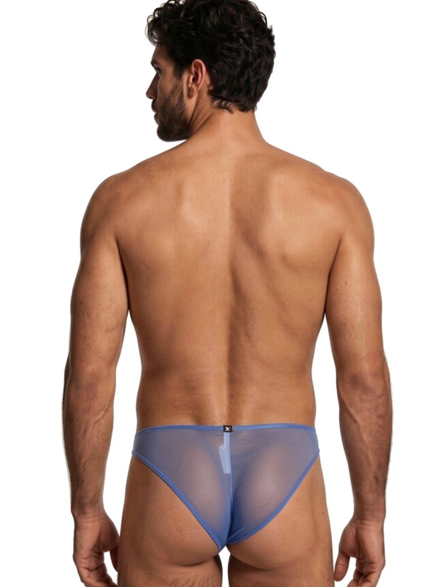 Blue Xtremen microfiber mesh bikini underwear by CITYBOYZ★USA, showing a close-up of the lightweight, breathable fabric and sleek design.