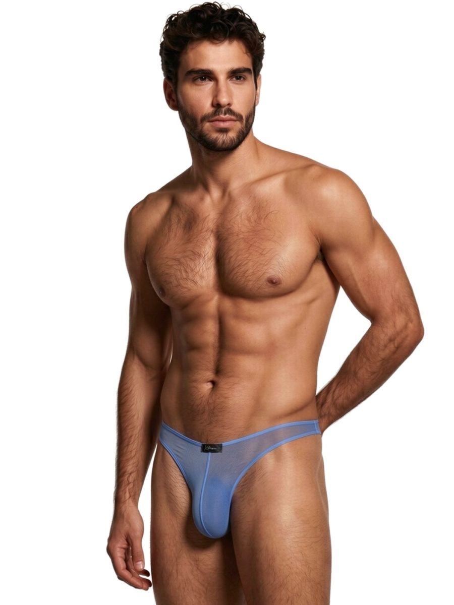 Blue Xtremen microfiber mesh bikini underwear by CITYBOYZ USA, featuring a sleek, breathable design with a comfortable fit.