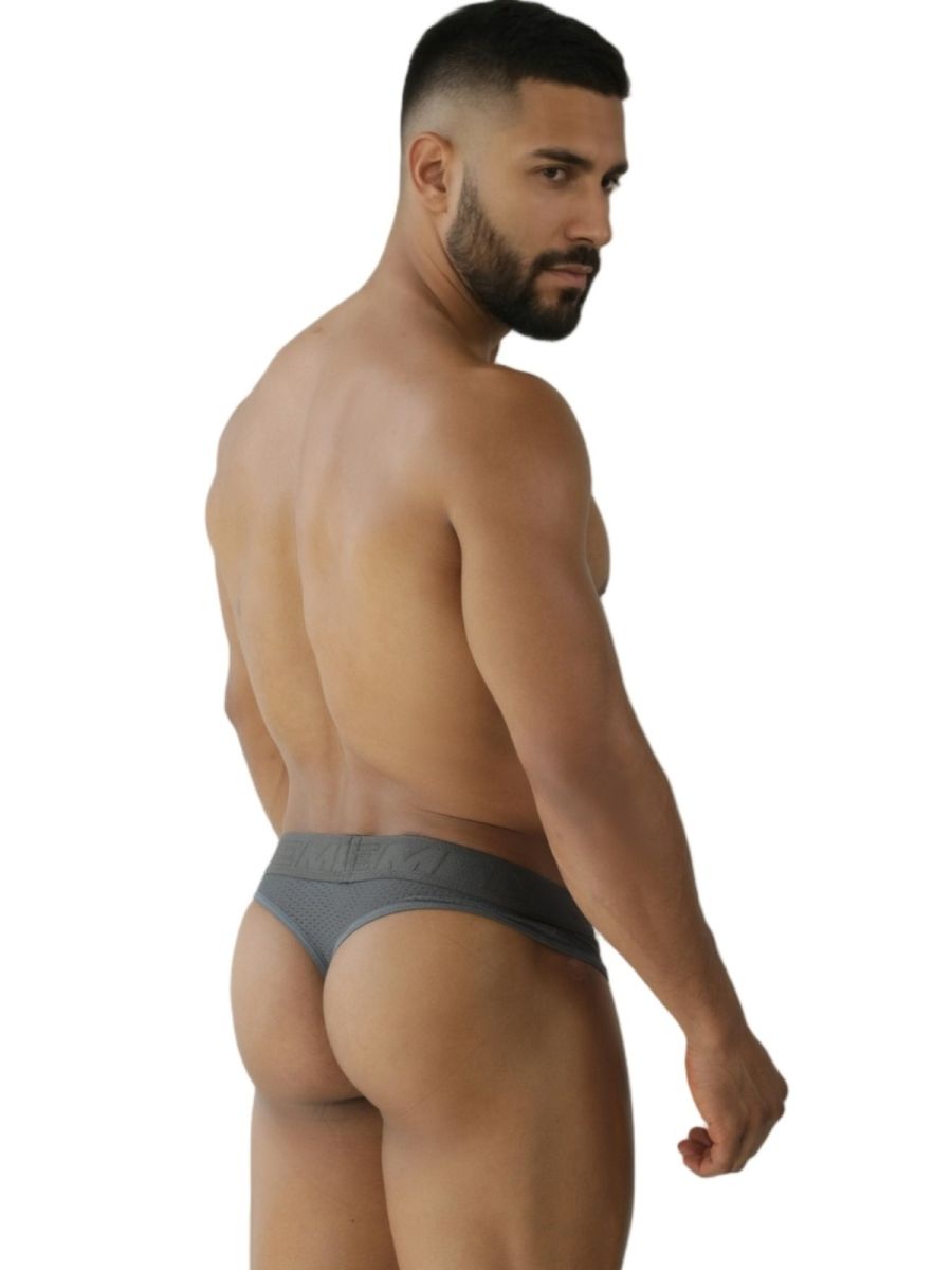 Gray Xtremen microfiber mesh thong by CITYBOYZ★USA, featuring a sleek, comfortable design with breathable mesh fabric.
