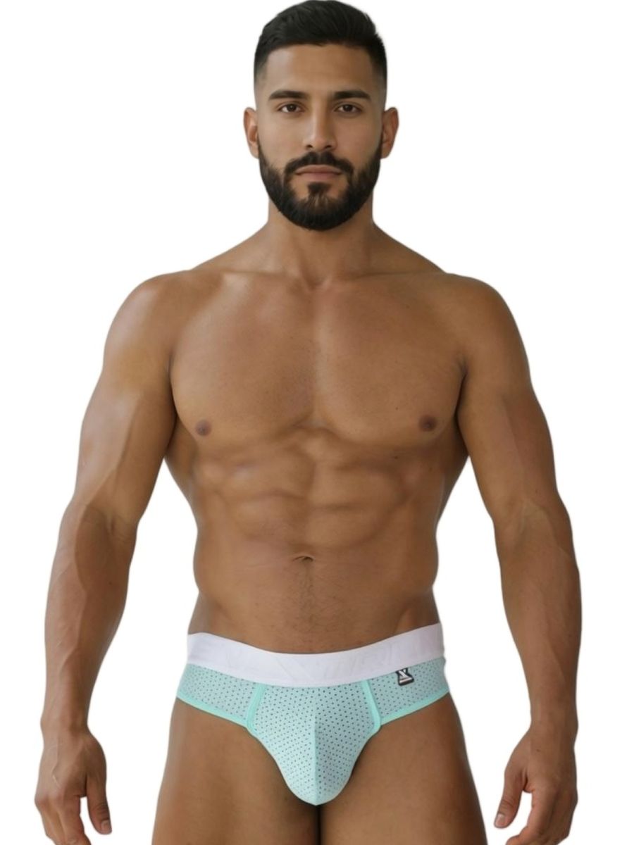 CITYBOYZ★USA Xtremen microfiber mesh thong in seawater color, featuring a sleek, breathable design with minimal coverage.