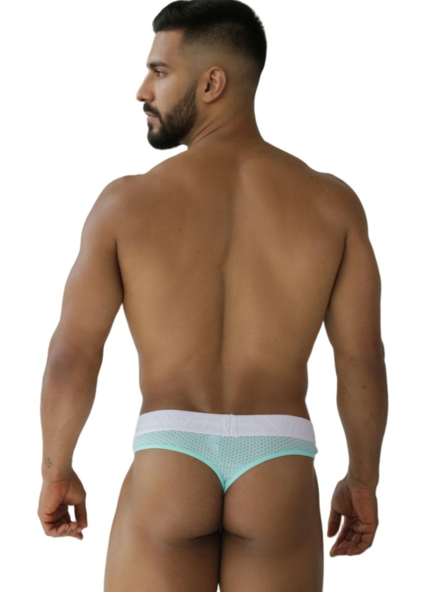 CityBOYZ USA Xtremen microfiber mesh thong in seawater color, featuring lightweight, breathable fabric and minimal design.