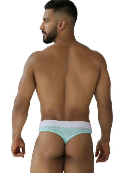 CityBOYZ USA Xtremen microfiber mesh thong in seawater color, featuring lightweight, breathable fabric and minimal design.