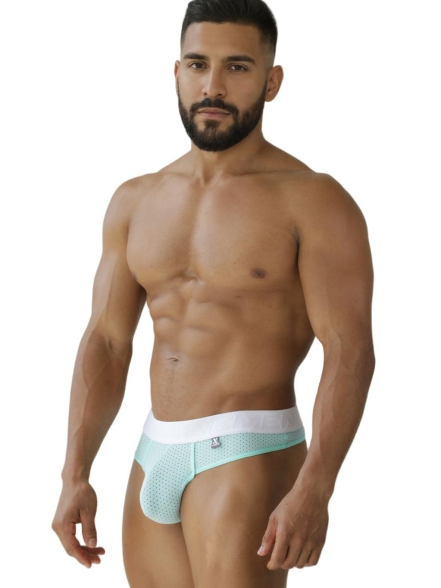 CityBoyz USA Xtremen microfiber mesh thong in seawater color, featuring breathable fabric and sleek fit.