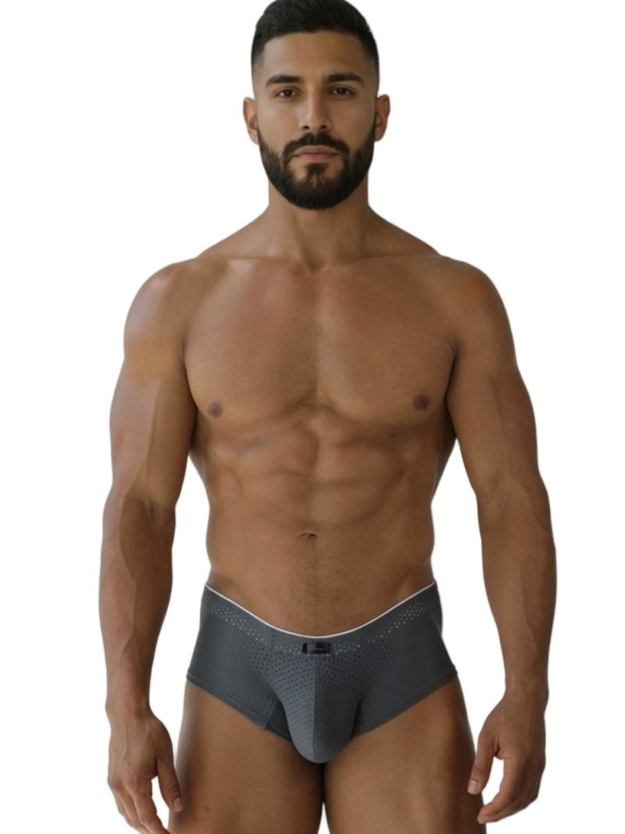 Gray Xtremen Microfiber Mesh Brief by CITYBOYZ USA, showcasing breathable microfiber fabric and comfortable fit.