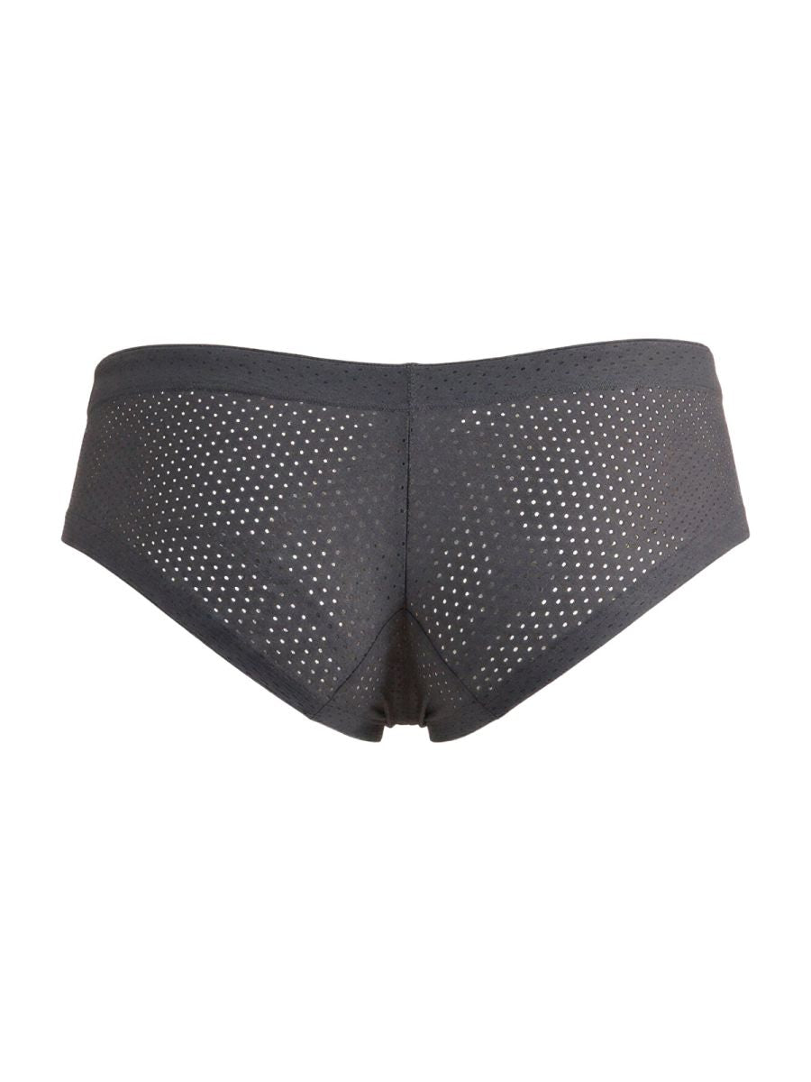 Gray Xtremen microfiber mesh brief by CITYBOYZ★USA featuring breathable fabric and snug fit, shown laid flat.