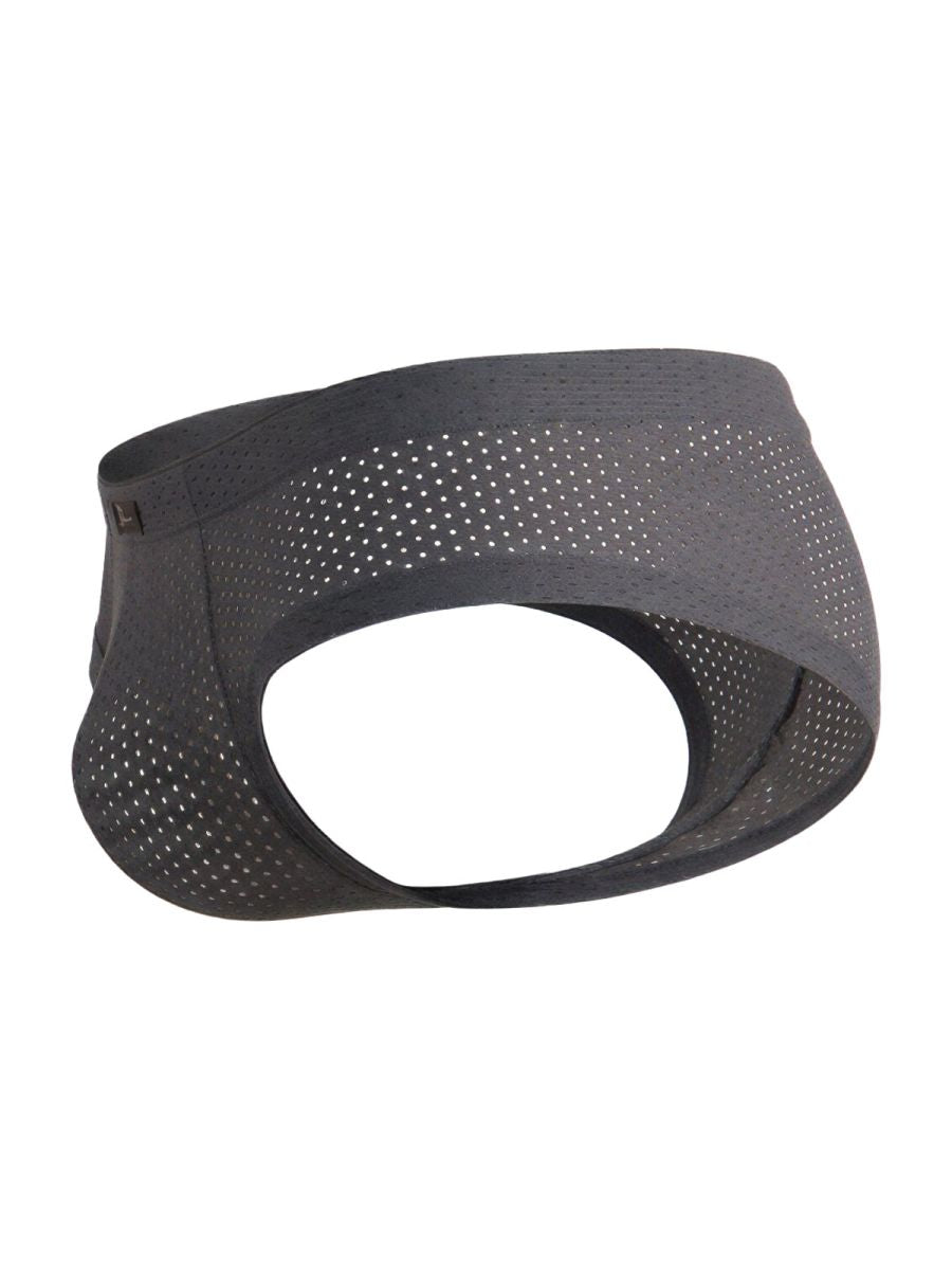 Gray Xtremen microfiber mesh brief by CITYBOYZ USA, featuring a snug fit and breathable fabric for comfortable wear.