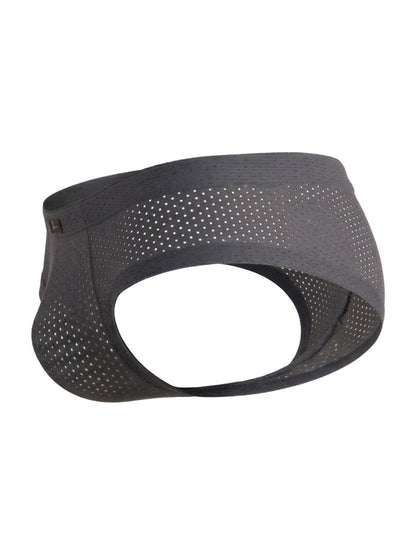 Gray Xtremen microfiber mesh brief by CITYBOYZ USA, featuring a snug fit and breathable fabric for comfortable wear.