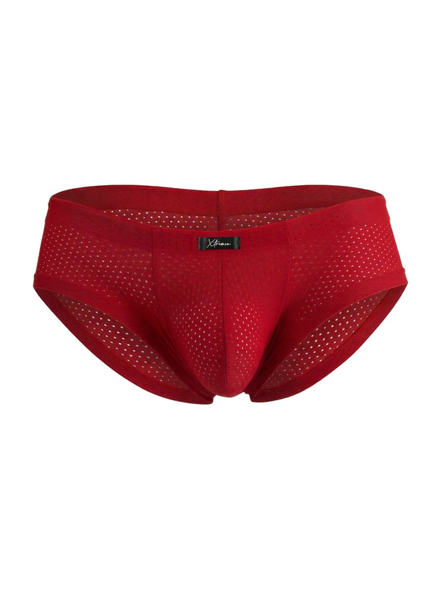 Red Xtremen microfiber mesh brief 91269 by CITYBOYZ★USA, showcasing a close-up of the comfortable, breathable underwear design.