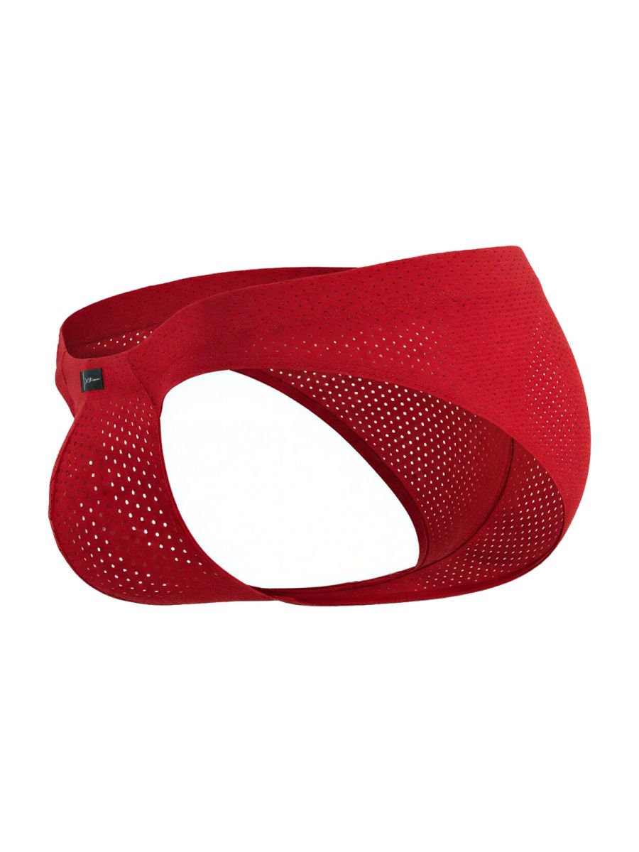 Red Xtremen Microfiber Mesh Brief by CITYBOYZ USA with sleek fit and breathable fabric, shown on a model.