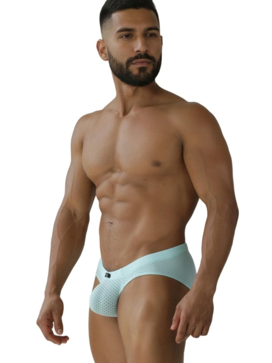 CityBoyz USA Xtremen microfiber mesh brief in seawater color, featuring breathable mesh fabric and snug fit.
