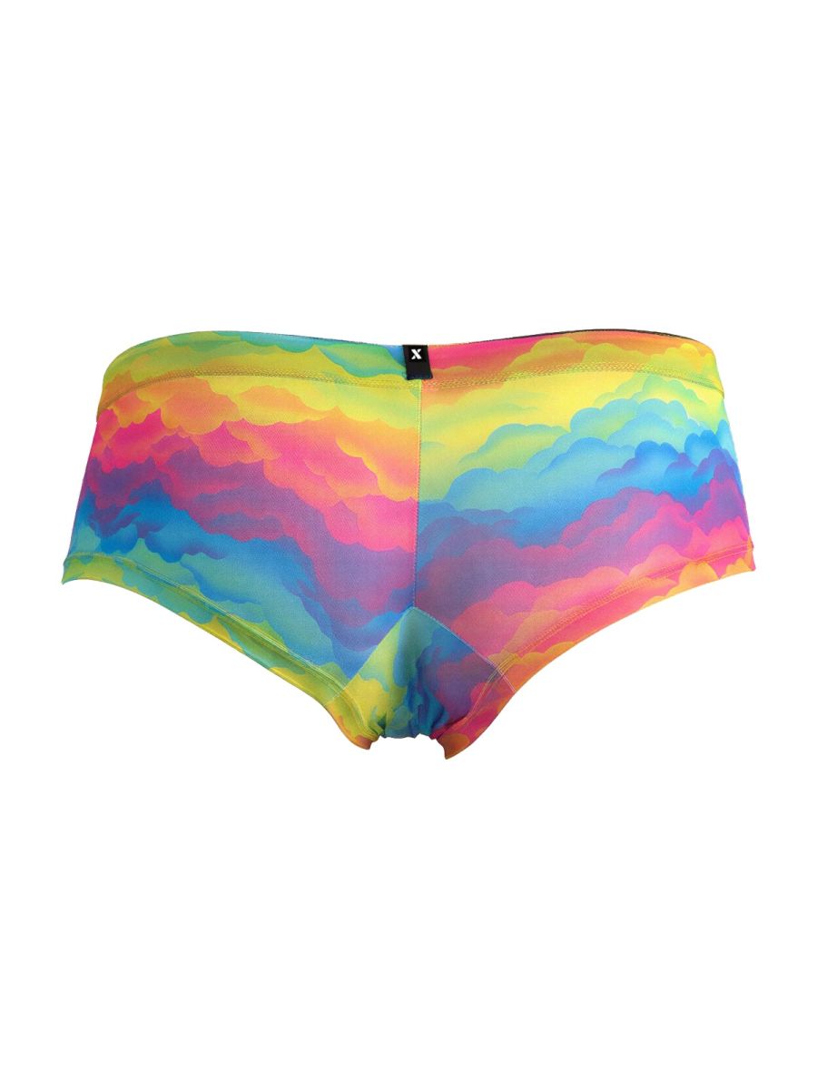 CityBoyz USA Xtremen Rainbow Printed Microfiber Brief 91283 with colorful rainbow design and snug fit, shown on a model.