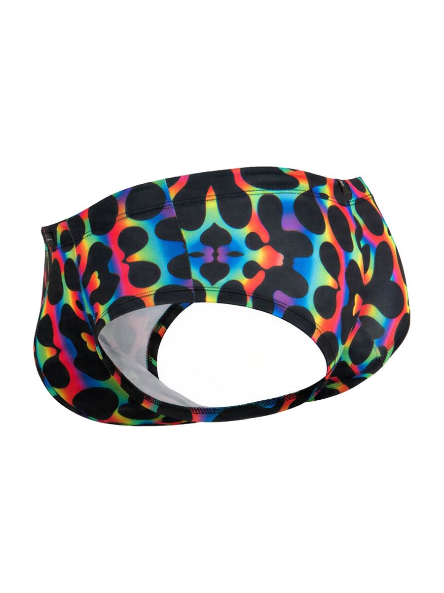 CityBoyz USA Xtremen rainbow printed microfiber brief with mushroom pattern, showcasing colorful and comfortable men's underwear.