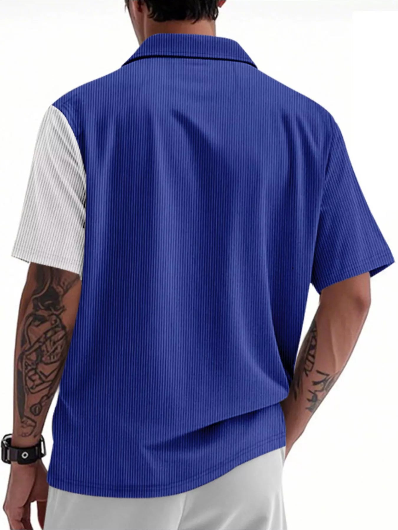 Color block corduroy short sleeve shirt for men by RIGOR, featuring a stylish design and full size fit.