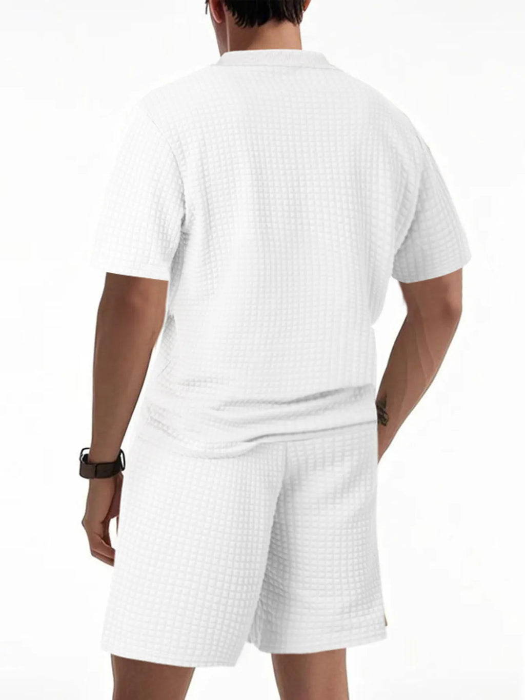 Trendsi DapperMate men's casual short sleeve polo and matching shorts set, featuring a comfortable, stylish summer outfit.