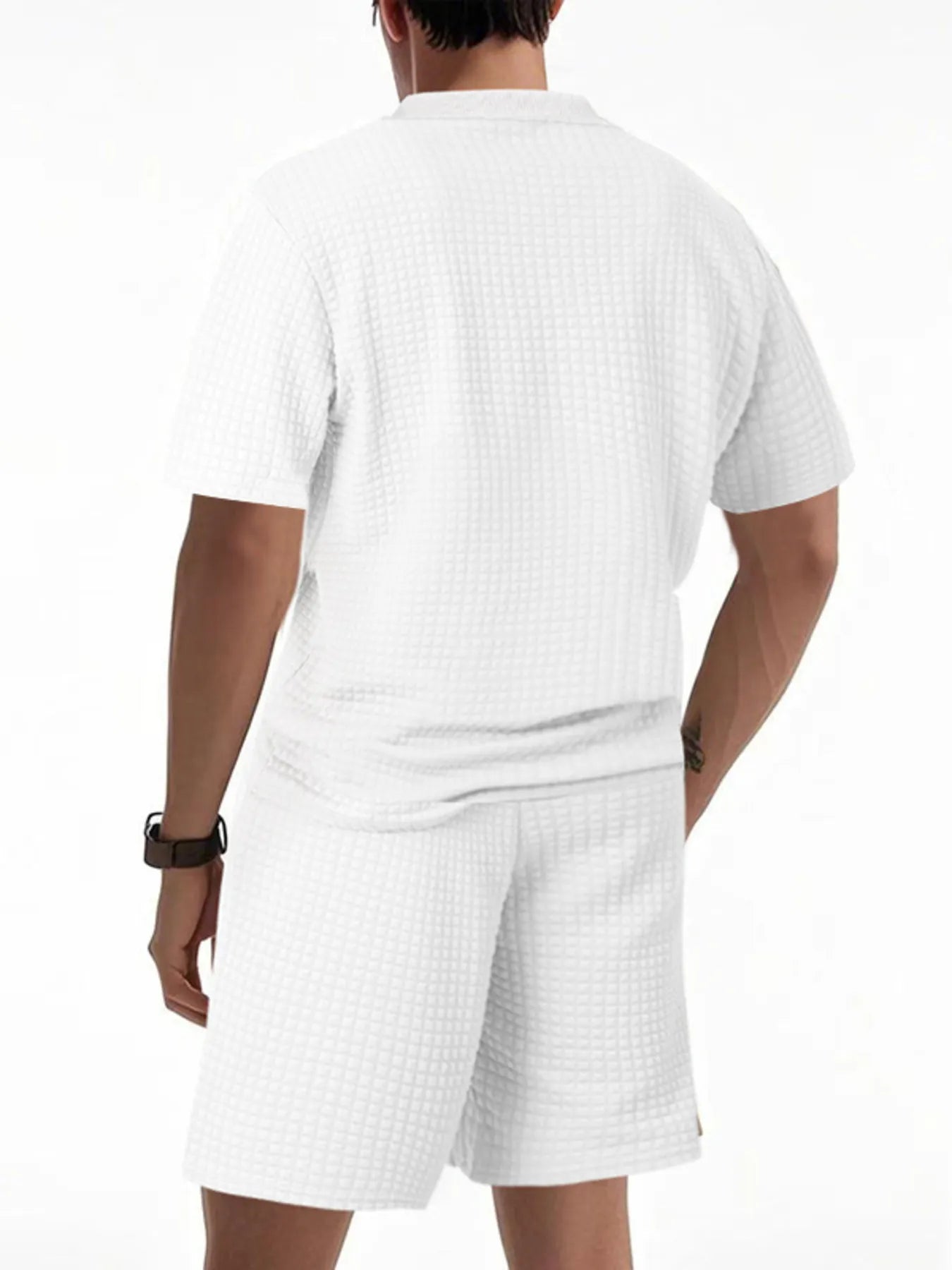 Trendsi DapperMate men's casual short sleeve polo and matching shorts set, featuring a comfortable, stylish summer outfit.