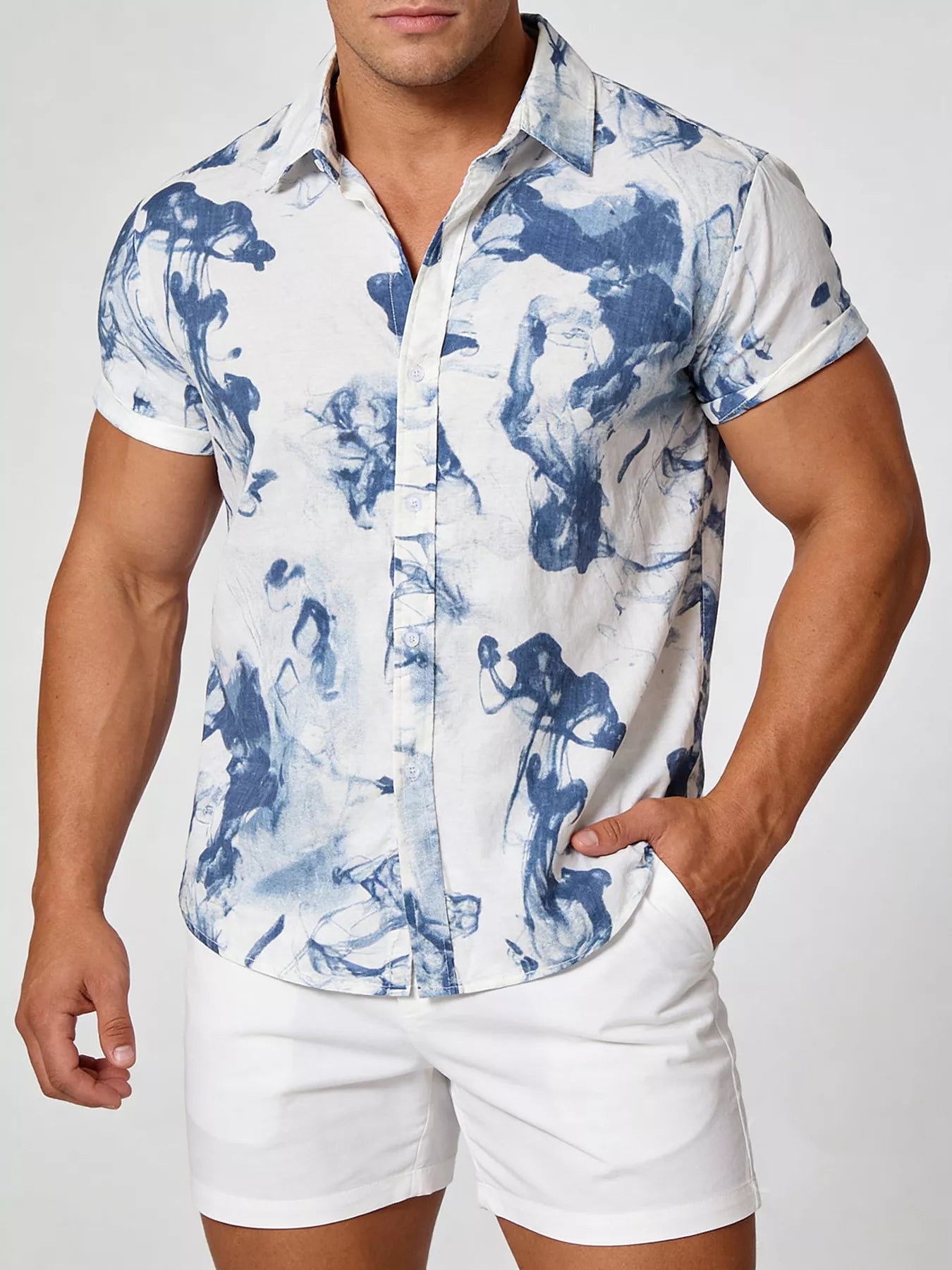 Trendsi RIGOR men's casual short sleeve polo shirt and matching shorts set, featuring a classic collar and relaxed fit.